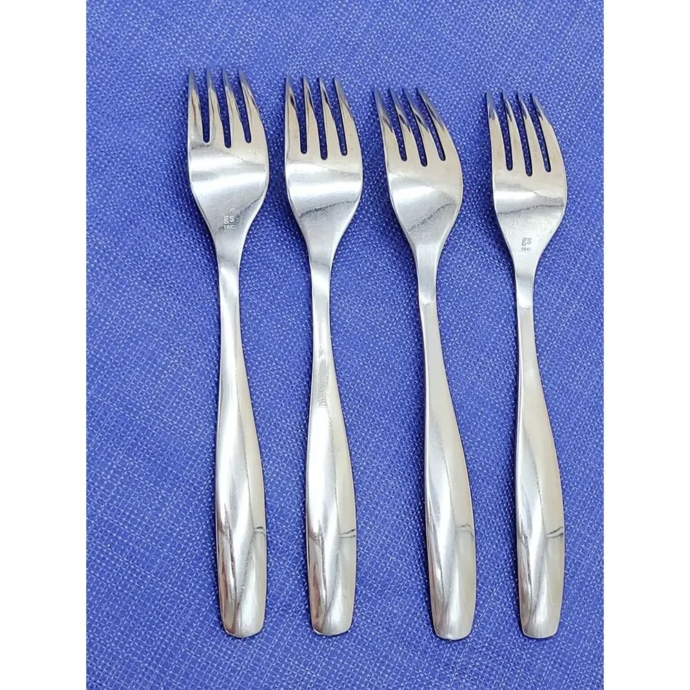 GS Gourmet Settings Set Of 4 Dinner Fork Concave GLOSSY Stainless